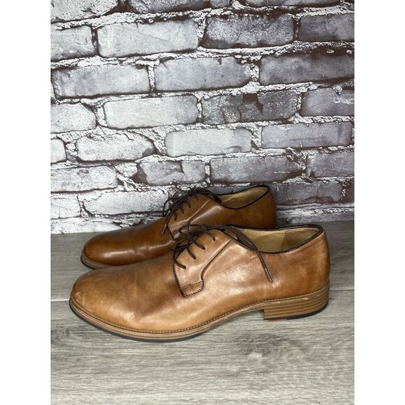 Bata Brown Leather Oxfords Derby Lace Up Rubber Sole Dress Shoes Men 47EU/14M US - Picture 1 of 16